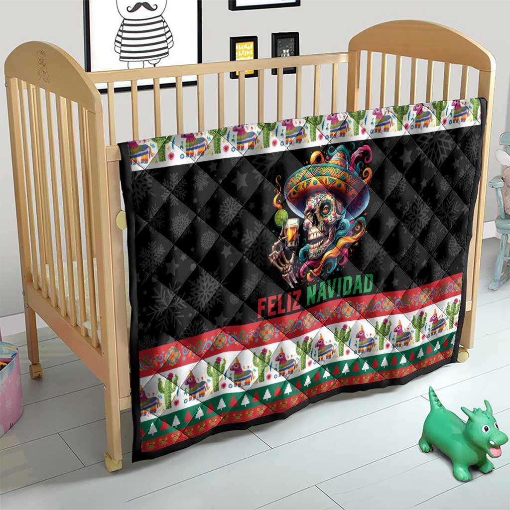 Mexican Sugar Skull Quilt Feliz Navidad Mexico - Wonder Print Shop