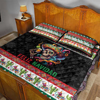 Mexican Sugar Skull Quilt Bed Set Feliz Navidad Mexico - Wonder Print Shop