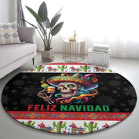 Mexican Sugar Skull Round Carpet Feliz Navidad Mexico - Wonder Print Shop