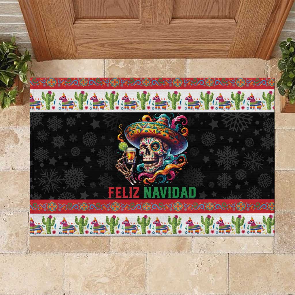Mexican Sugar Skull Rubber Doormat Feliz Navidad Mexico - Wonder Print Shop
