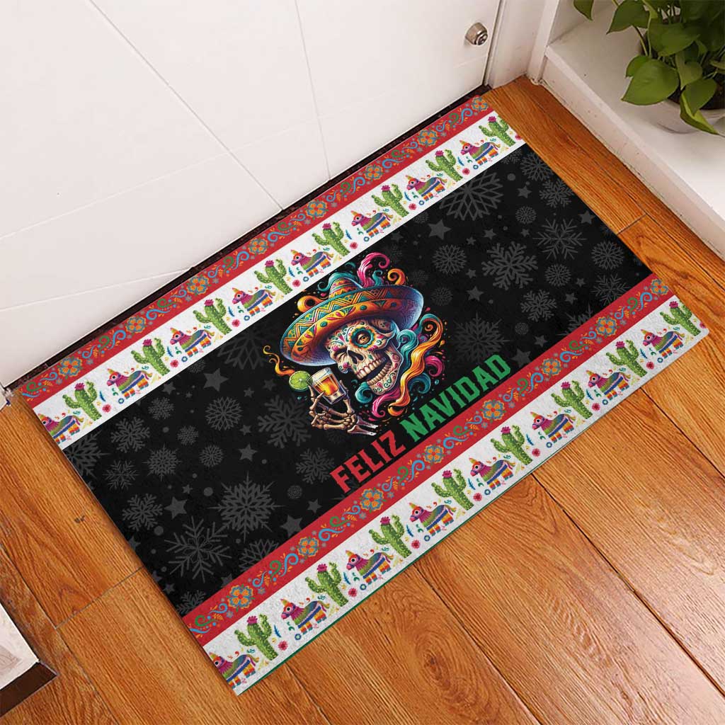 Mexican Sugar Skull Rubber Doormat Feliz Navidad Mexico - Wonder Print Shop