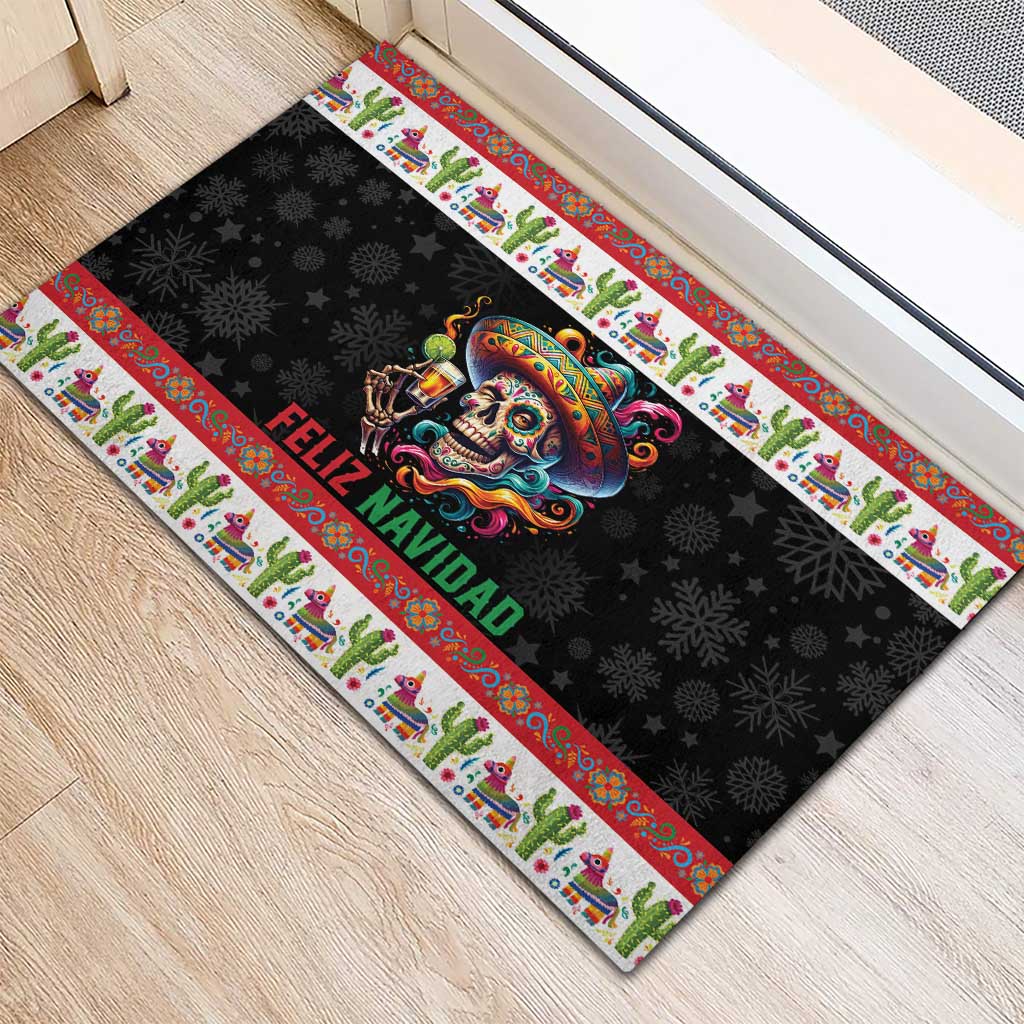 Mexican Sugar Skull Rubber Doormat Feliz Navidad Mexico - Wonder Print Shop