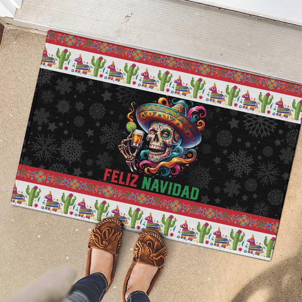 Mexican Sugar Skull Rubber Doormat Feliz Navidad Mexico - Wonder Print Shop