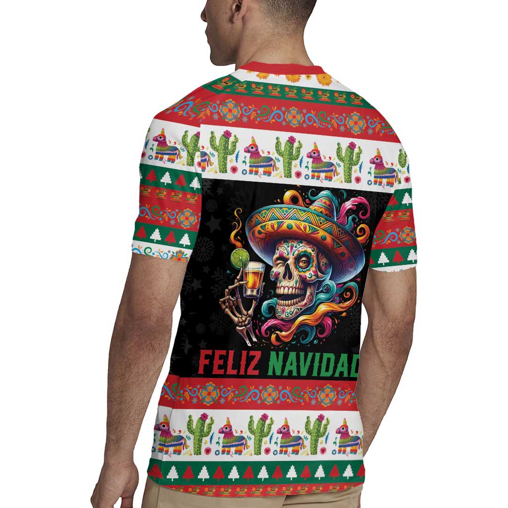 Mexican Sugar Skull Rugby Jersey Feliz Navidad Mexico - Wonder Print Shop