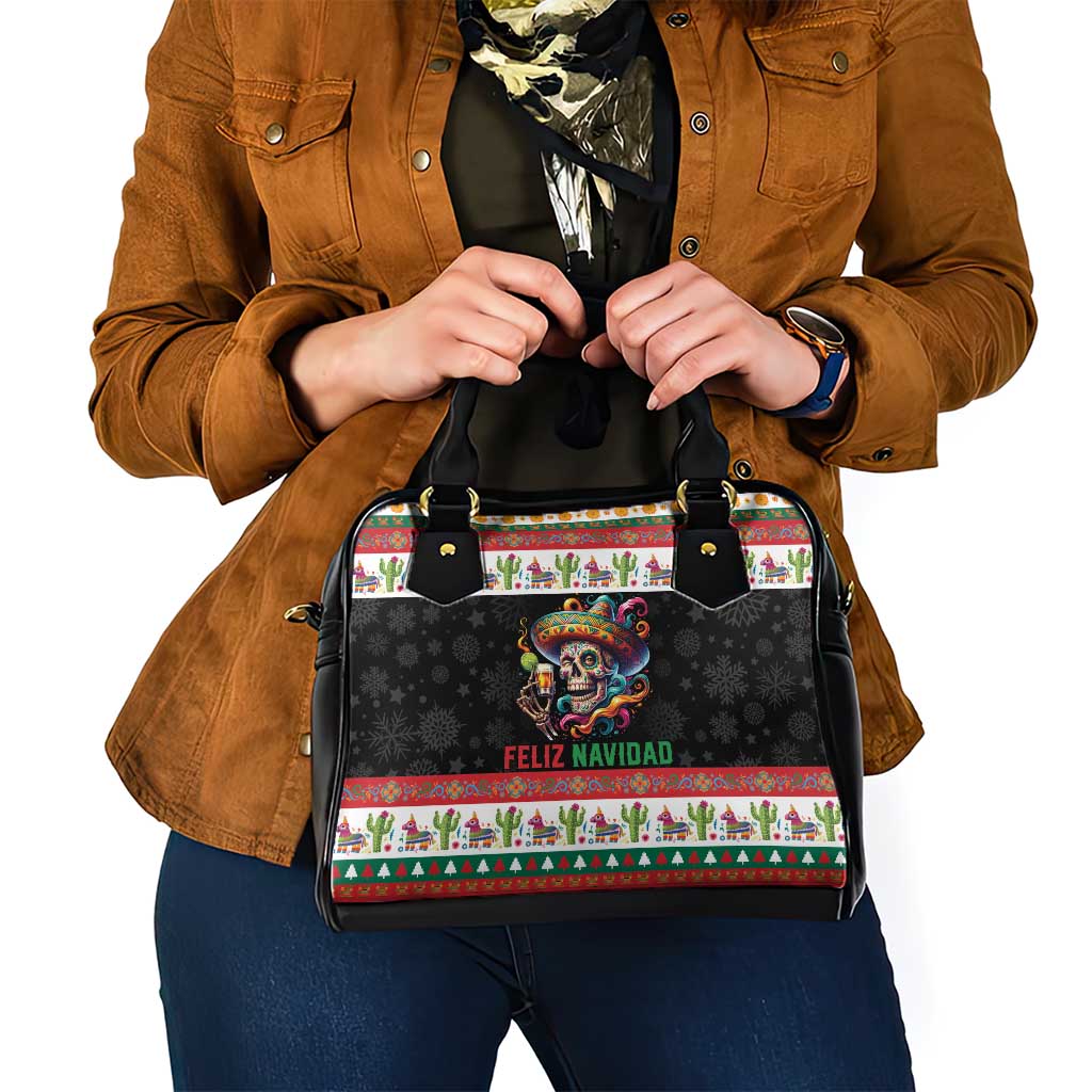 Mexican Sugar Skull Shoulder Handbag Feliz Navidad Mexico - Wonder Print Shop