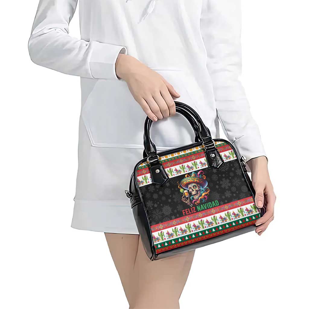 Mexican Sugar Skull Shoulder Handbag Feliz Navidad Mexico - Wonder Print Shop