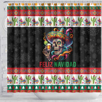 Mexican Sugar Skull Shower Curtain Feliz Navidad Mexico - Wonder Print Shop