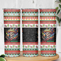 Mexican Sugar Skull Skinny Tumbler Feliz Navidad Mexico - Wonder Print Shop