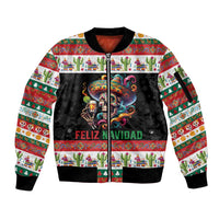Mexican Sugar Skull Sleeve Zip Bomber Jacket Feliz Navidad Mexico - Wonder Print Shop