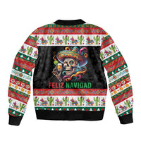 Mexican Sugar Skull Sleeve Zip Bomber Jacket Feliz Navidad Mexico - Wonder Print Shop
