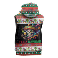 Mexican Sugar Skull Sleeveless Hoodie Feliz Navidad Mexico - Wonder Print Shop