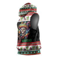 Mexican Sugar Skull Sleeveless Hoodie Feliz Navidad Mexico - Wonder Print Shop