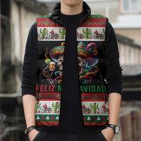 Mexican Sugar Skull Sleeveless Puffer Jacket Feliz Navidad Mexico - Wonder Print Shop