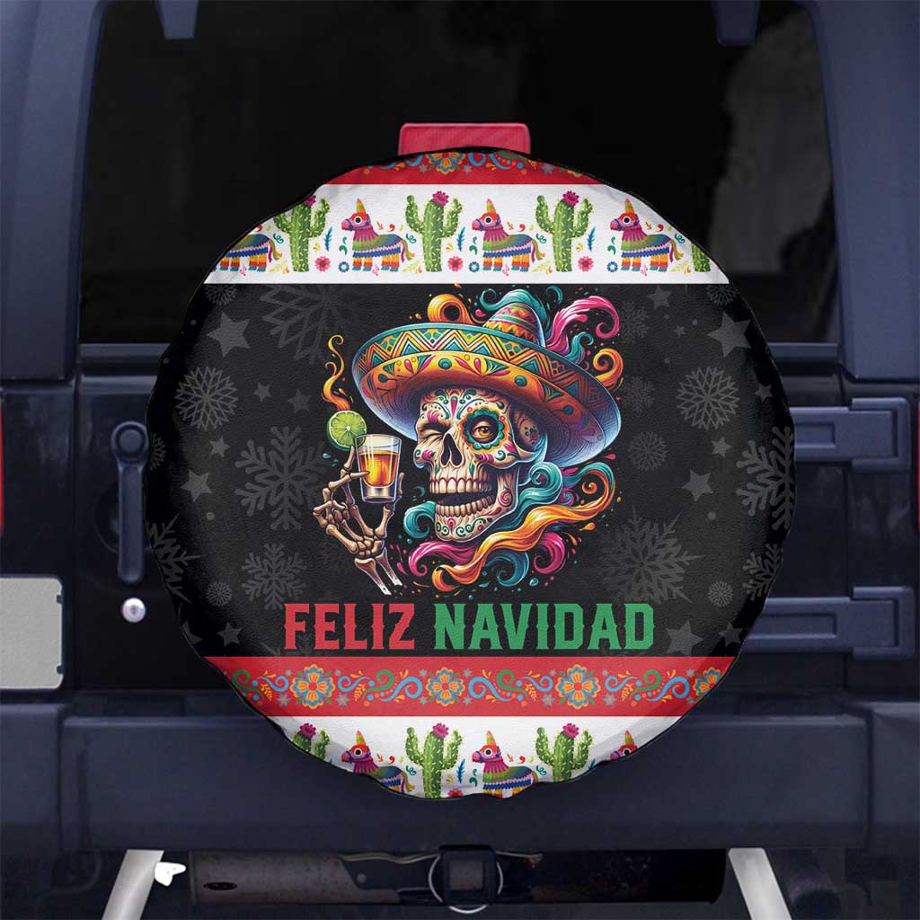 Mexican Sugar Skull Spare Tire Cover Feliz Navidad Mexico - Wonder Print Shop