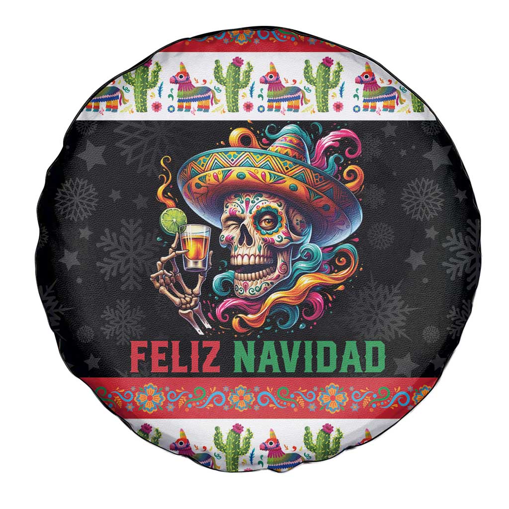 Mexican Sugar Skull Spare Tire Cover Feliz Navidad Mexico - Wonder Print Shop