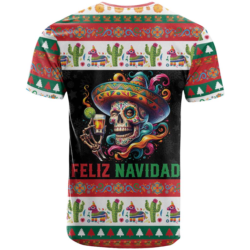 Mexican Sugar Skull T Shirt Feliz Navidad Mexico - Wonder Print Shop