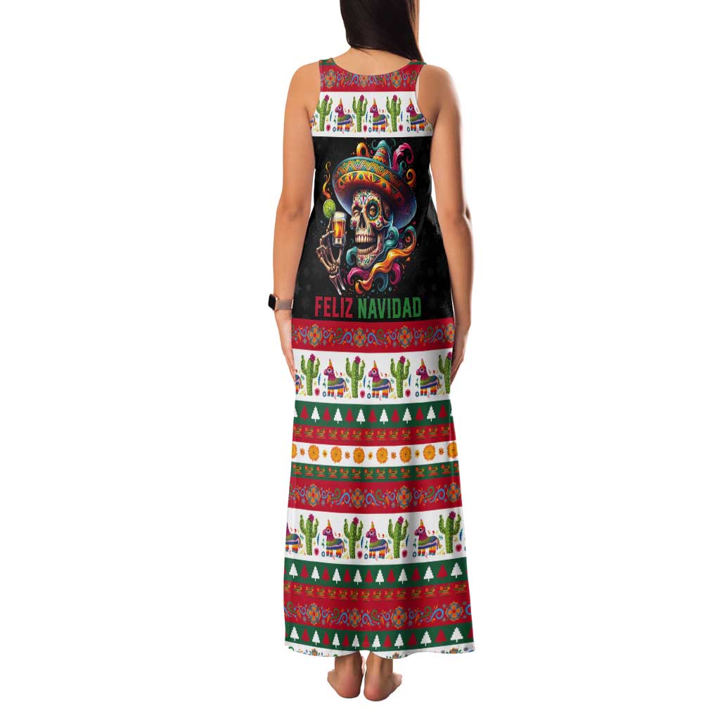 Mexican Sugar Skull Tank Maxi Dress Feliz Navidad Mexico - Wonder Print Shop