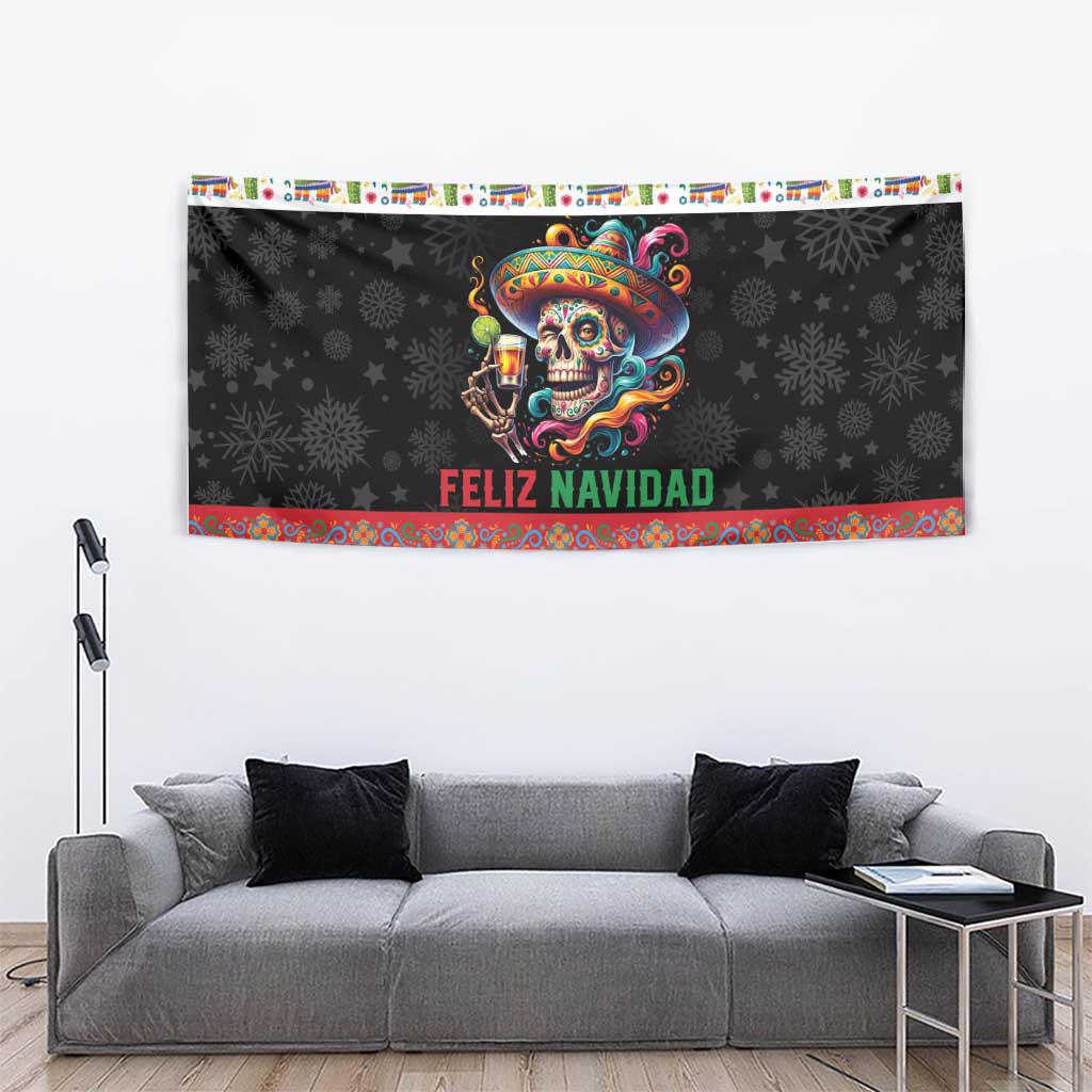Mexican Sugar Skull Tapestry Feliz Navidad Mexico - Wonder Print Shop