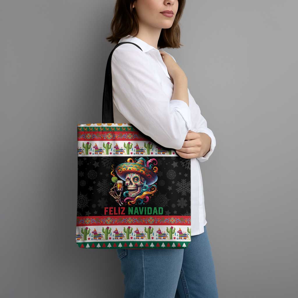 Mexican Sugar Skull Tote Bag Feliz Navidad Mexico - Wonder Print Shop