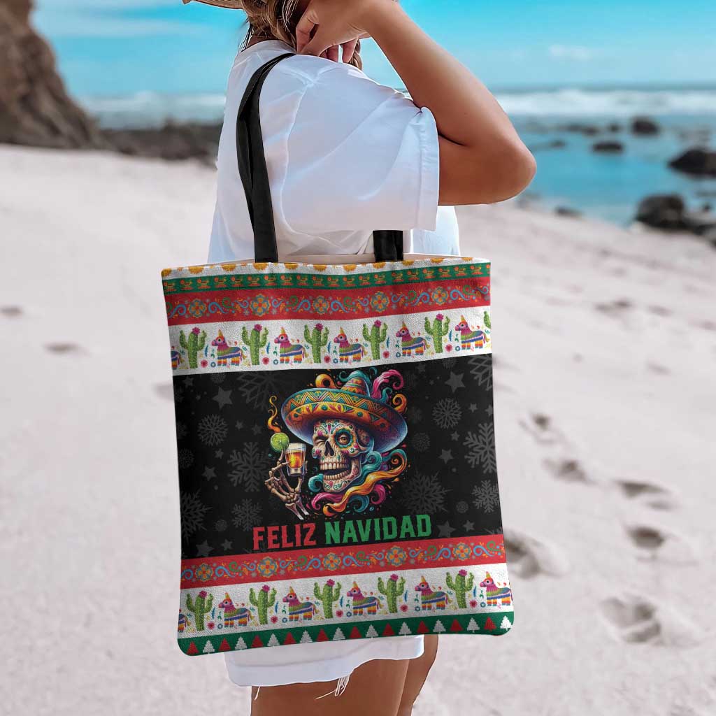 Mexican Sugar Skull Tote Bag Feliz Navidad Mexico - Wonder Print Shop