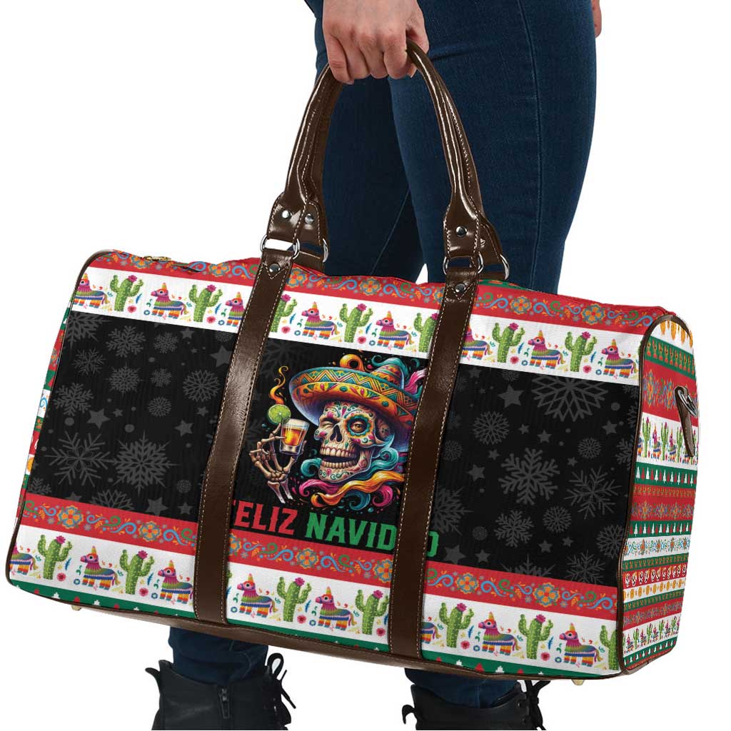 Mexican Sugar Skull Travel Bag Feliz Navidad Mexico - Wonder Print Shop