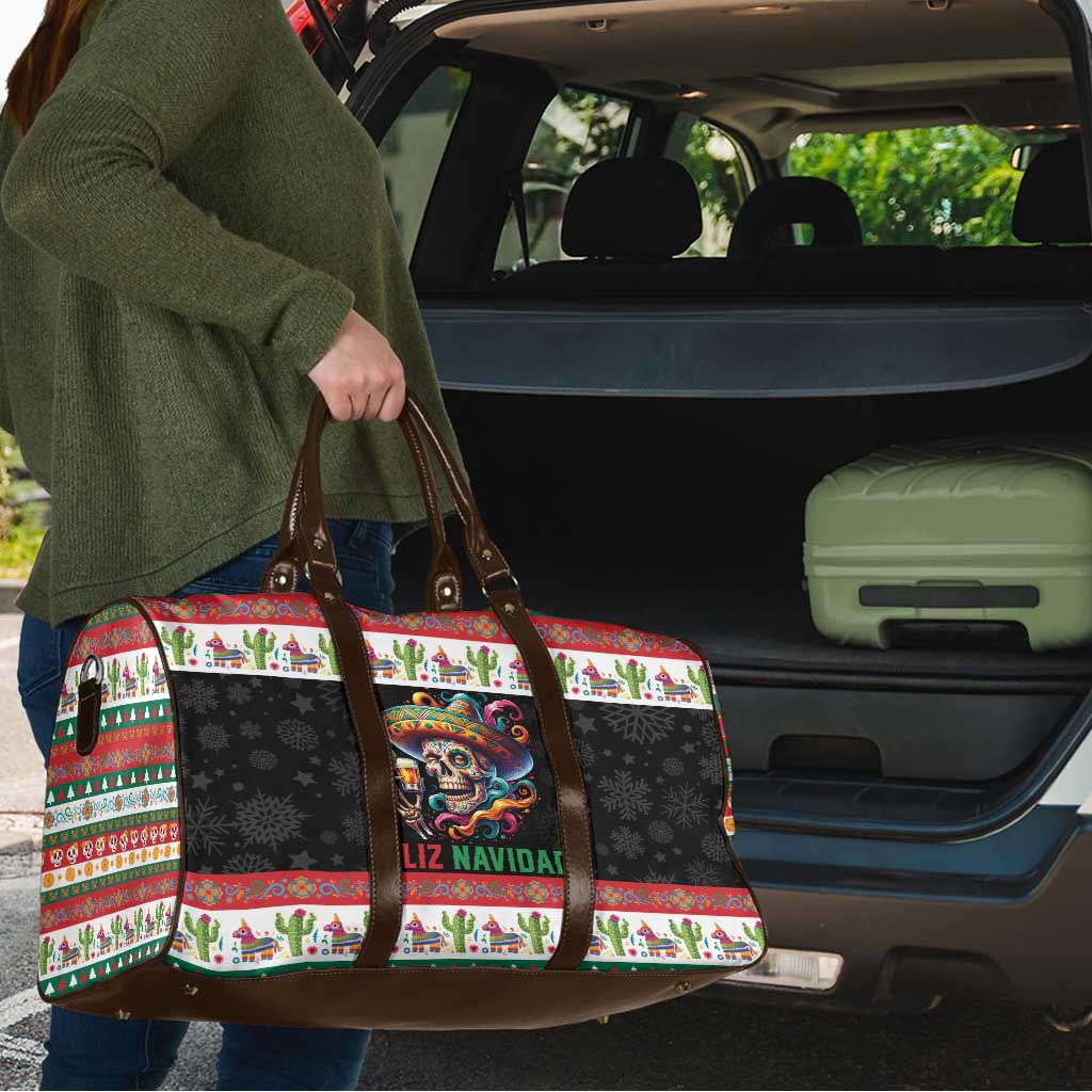 Mexican Sugar Skull Travel Bag Feliz Navidad Mexico - Wonder Print Shop