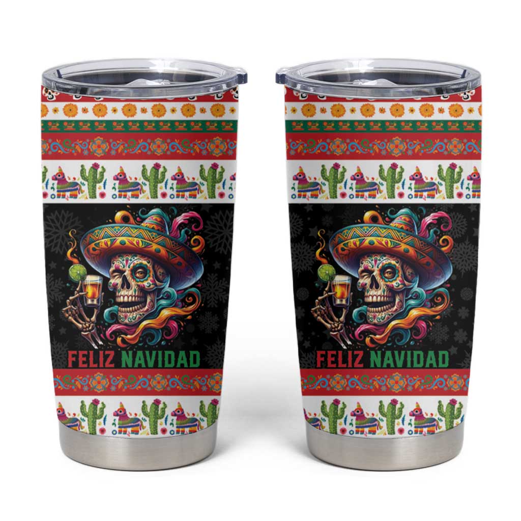 Mexican Sugar Skull Tumbler Cup Feliz Navidad Mexico - Wonder Print Shop