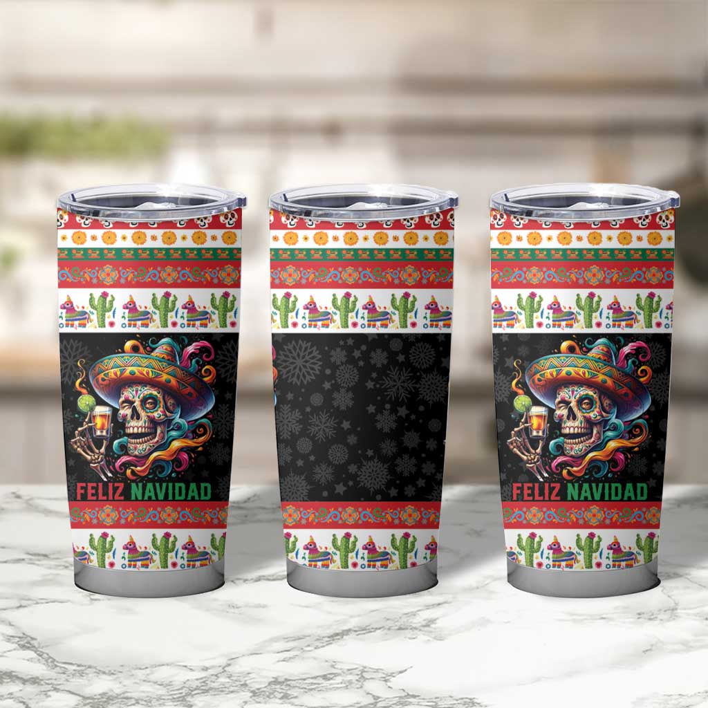 Mexican Sugar Skull Tumbler Cup Feliz Navidad Mexico - Wonder Print Shop