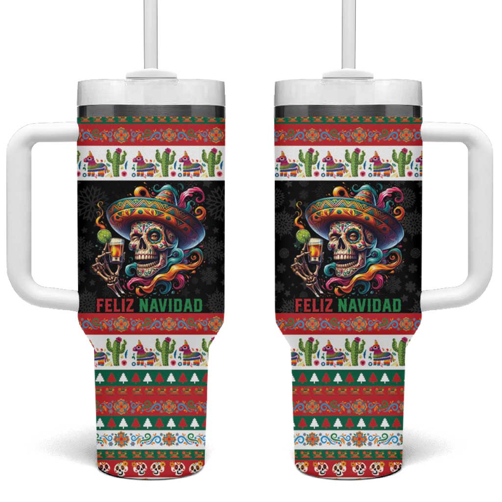 Mexican Sugar Skull Tumbler With Handle Feliz Navidad Mexico - Wonder Print Shop