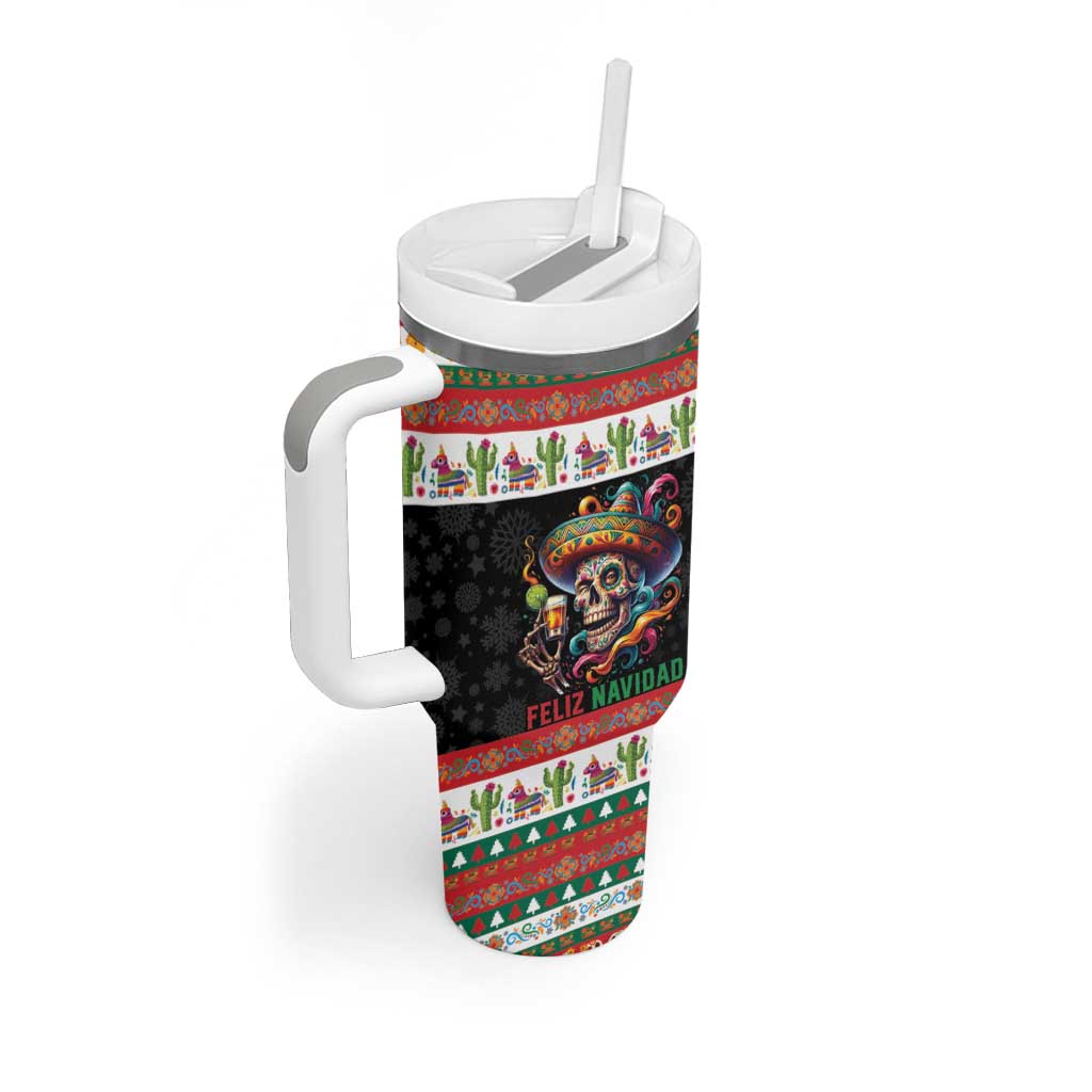 Mexican Sugar Skull Tumbler With Handle Feliz Navidad Mexico - Wonder Print Shop