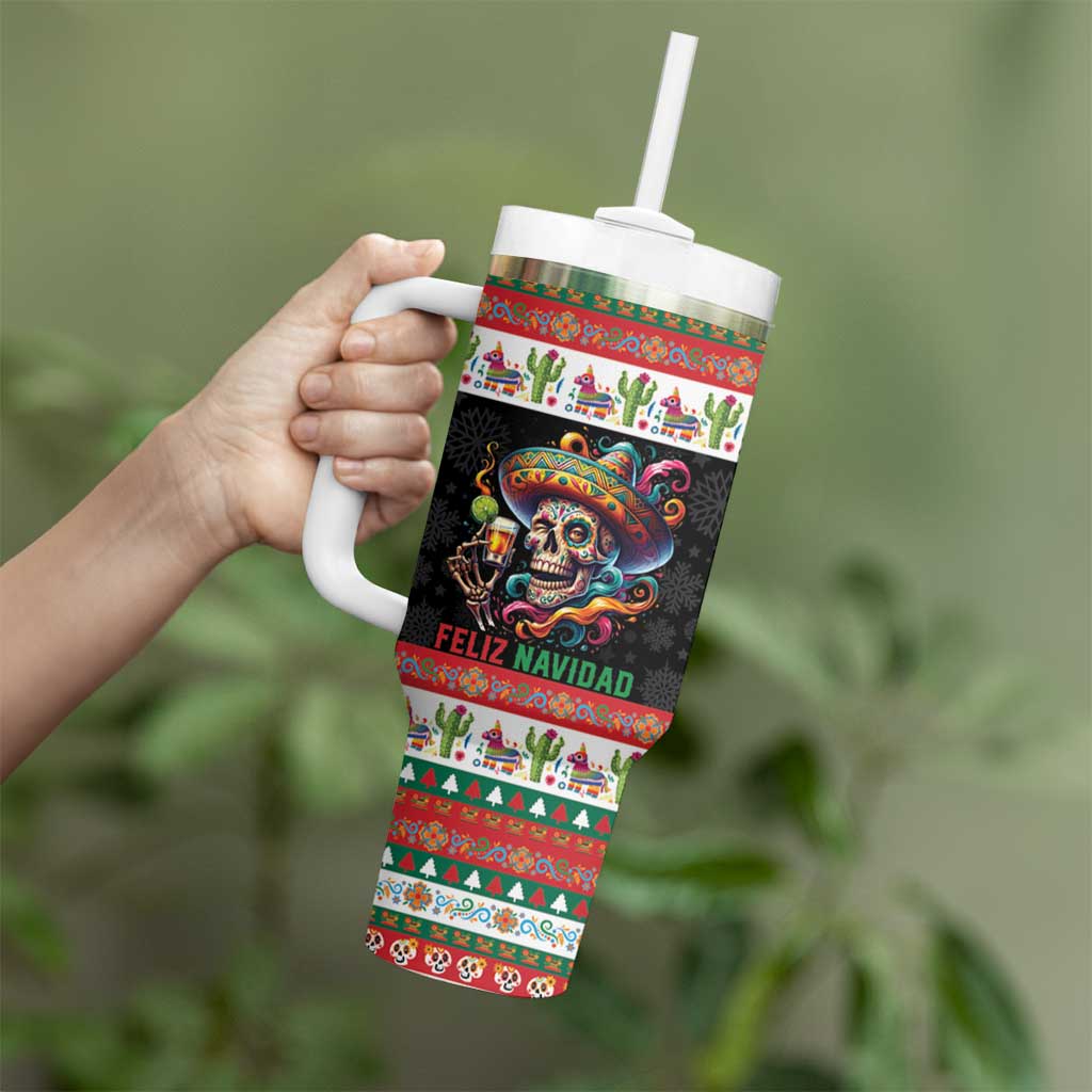 Mexican Sugar Skull Tumbler With Handle Feliz Navidad Mexico - Wonder Print Shop