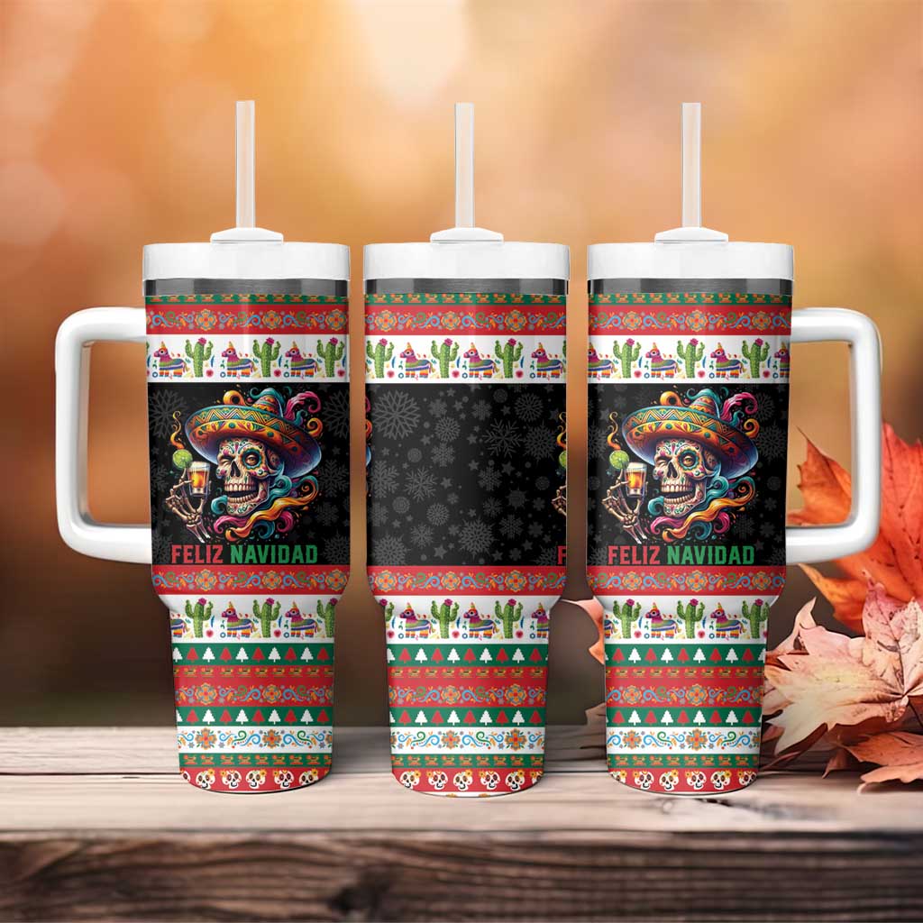 Mexican Sugar Skull Tumbler With Handle Feliz Navidad Mexico - Wonder Print Shop