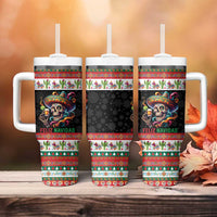 Mexican Sugar Skull Tumbler With Handle Feliz Navidad Mexico - Wonder Print Shop