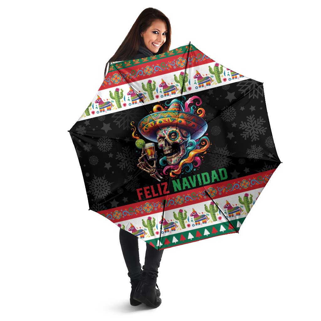 Mexican Sugar Skull Umbrella Feliz Navidad Mexico - Wonder Print Shop