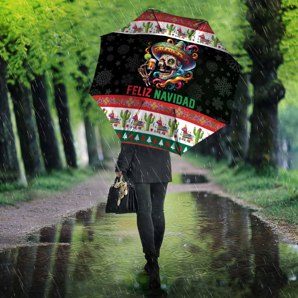 Mexican Sugar Skull Umbrella Feliz Navidad Mexico - Wonder Print Shop