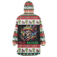 Mexican Sugar Skull Wearable Blanket Hoodie Feliz Navidad Mexico - Wonder Print Shop