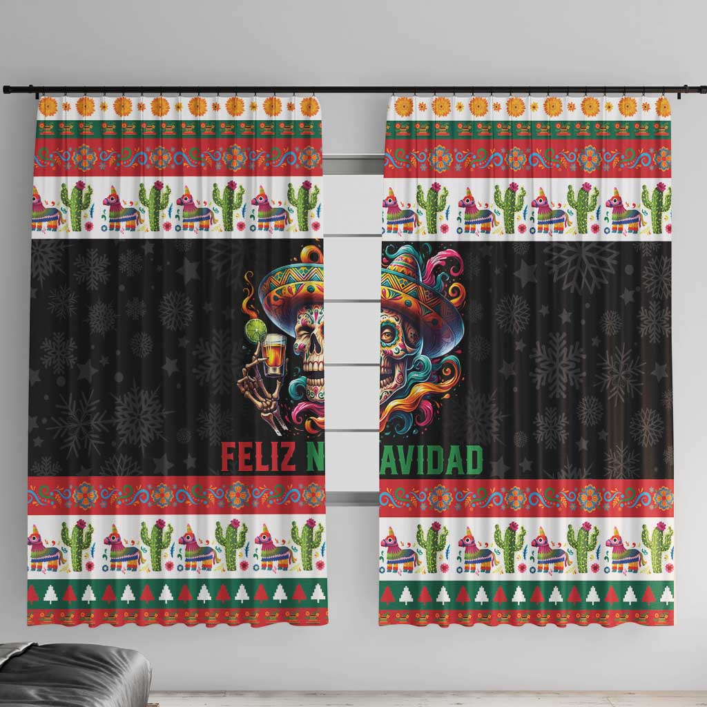 Mexican Sugar Skull Window Curtain Feliz Navidad Mexico - Wonder Print Shop