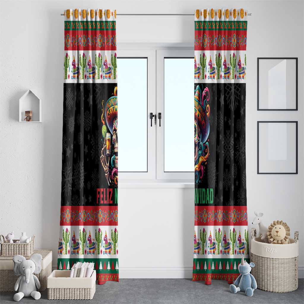Mexican Sugar Skull Window Curtain Feliz Navidad Mexico - Wonder Print Shop