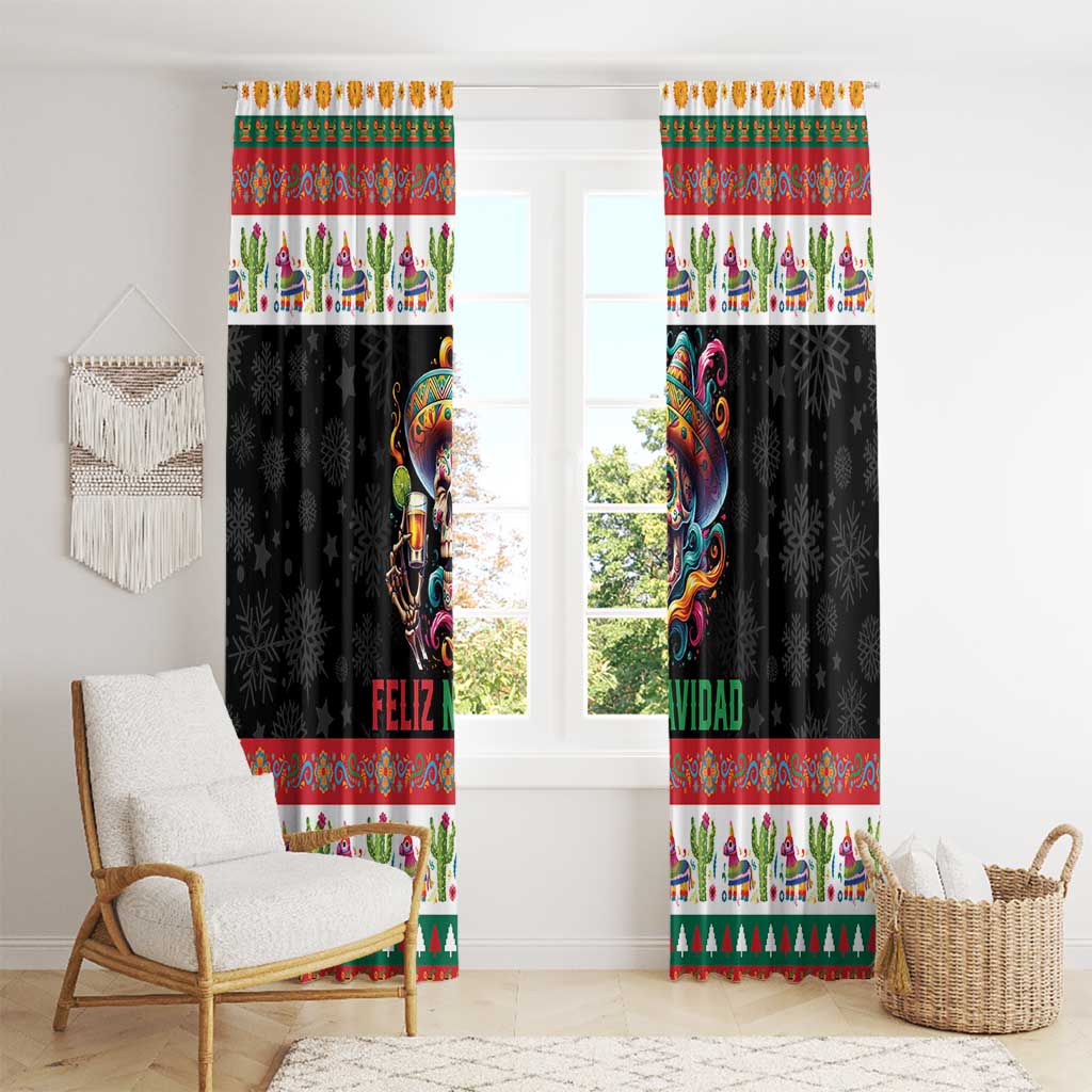 Mexican Sugar Skull Window Curtain Feliz Navidad Mexico - Wonder Print Shop