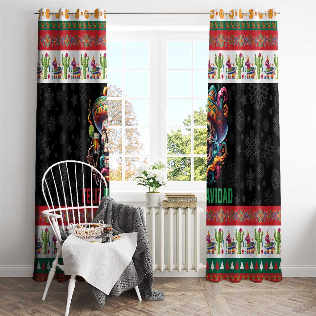 Mexican Sugar Skull Window Curtain Feliz Navidad Mexico - Wonder Print Shop