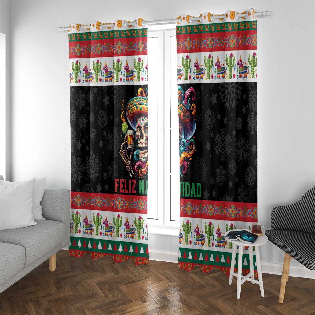 Mexican Sugar Skull Window Curtain Feliz Navidad Mexico - Wonder Print Shop