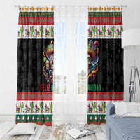 Mexican Sugar Skull Window Curtain Feliz Navidad Mexico - Wonder Print Shop