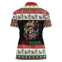 Mexican Sugar Skull Women Polo Shirt Feliz Navidad Mexico - Wonder Print Shop