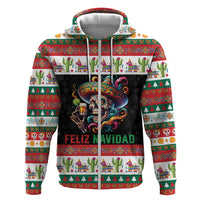 Mexican Sugar Skull Zip Hoodie Feliz Navidad Mexico - Wonder Print Shop