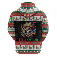 Mexican Sugar Skull Zip Hoodie Feliz Navidad Mexico - Wonder Print Shop