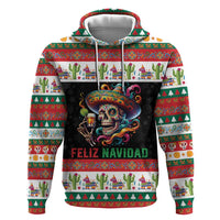Mexican Sugar Skull Zip Hoodie Feliz Navidad Mexico - Wonder Print Shop
