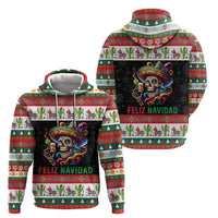 Mexican Sugar Skull Zip Hoodie Feliz Navidad Mexico - Wonder Print Shop