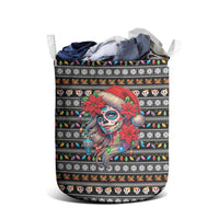 Mexican Sugar Skull Lady Christmas Laundry Basket Feliz Navidad Mexico - Wonder Print Shop