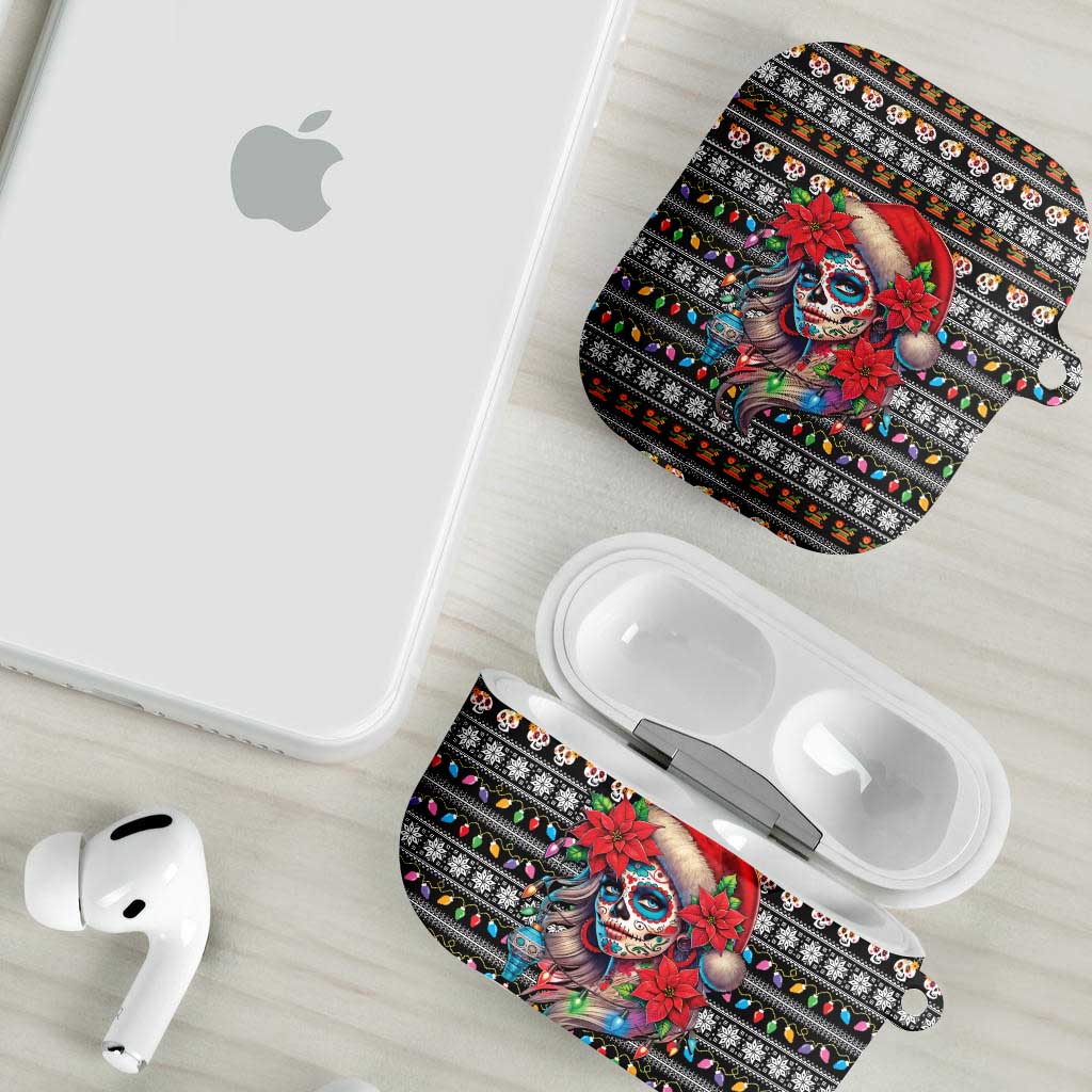 Mexican Sugar Skull Lady Christmas AirPods Case Feliz Navidad Mexico - Wonder Print Shop