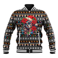Mexican Sugar Skull Lady Christmas Baseball Jacket Feliz Navidad Mexico - Wonder Print Shop